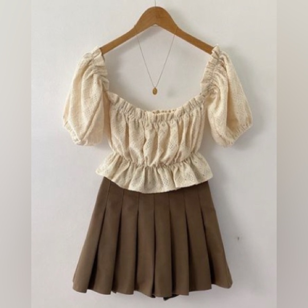 Prettiest Cream Yellow Eyelet Top